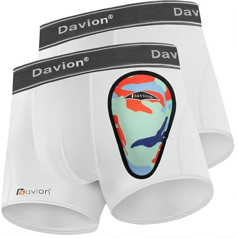 New Medium Boys 2 Pack of Youth Underwear with Removable Protective Athletic Cup